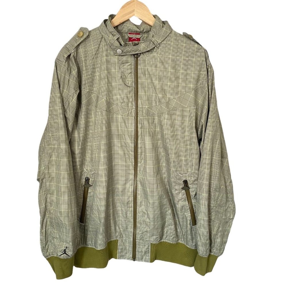 Michael Air Jordan Green Plaid Zip Up Windbreaker Golf Jacket Men’s XL